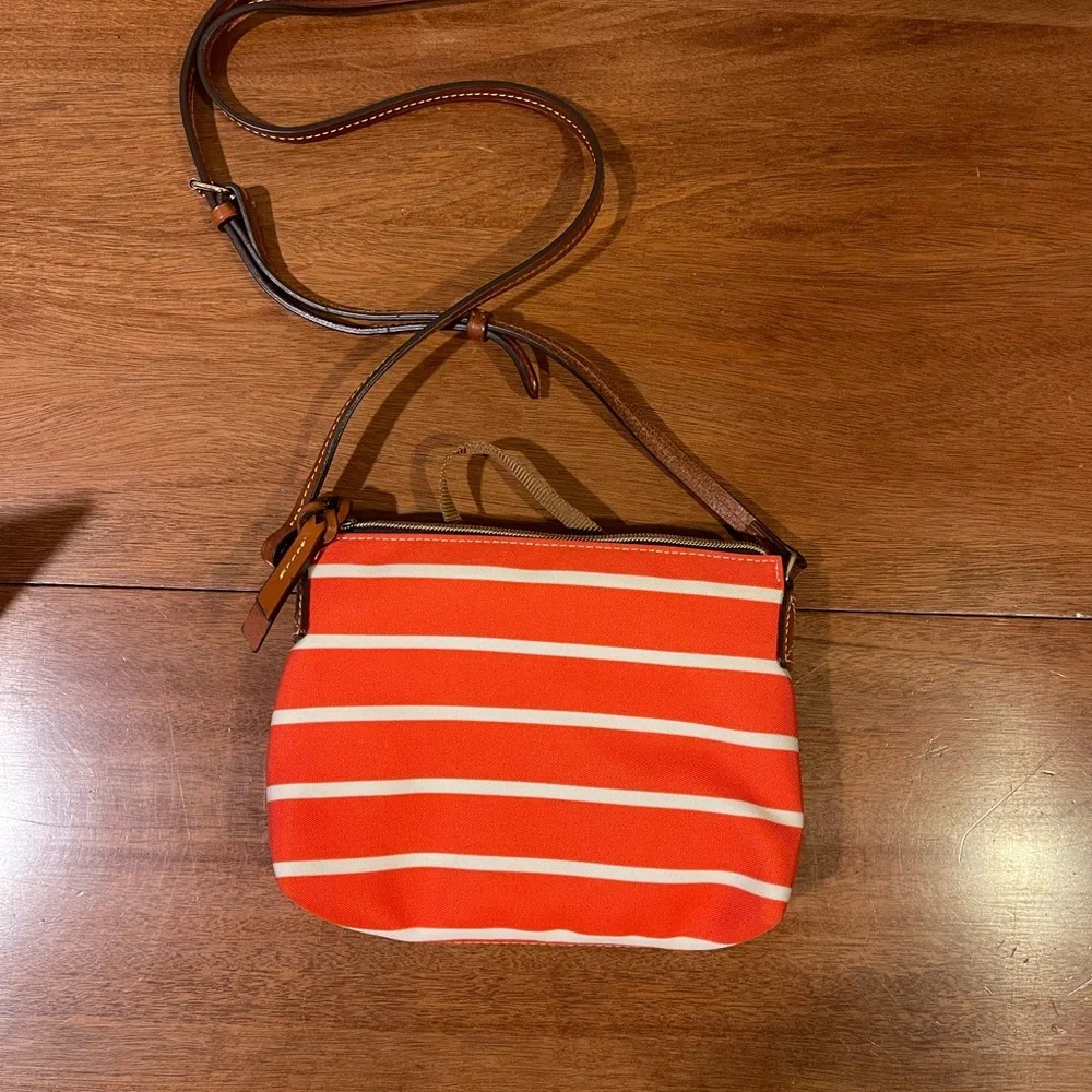 Dooney & Bourke Crossbody Bag Purse Striped Orange & White